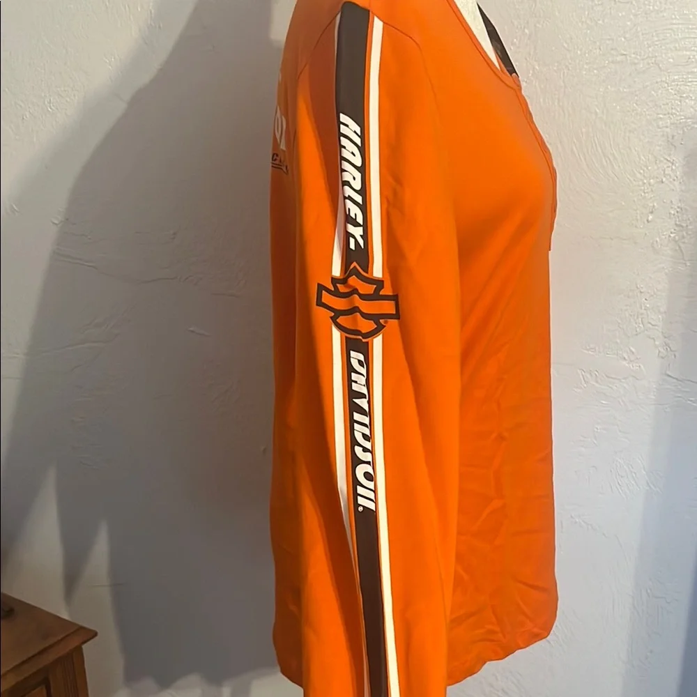 NWT Harley-Davidson Orange Longsleeve Henley Shirt with Button front Sz M - Picture 7 of 11